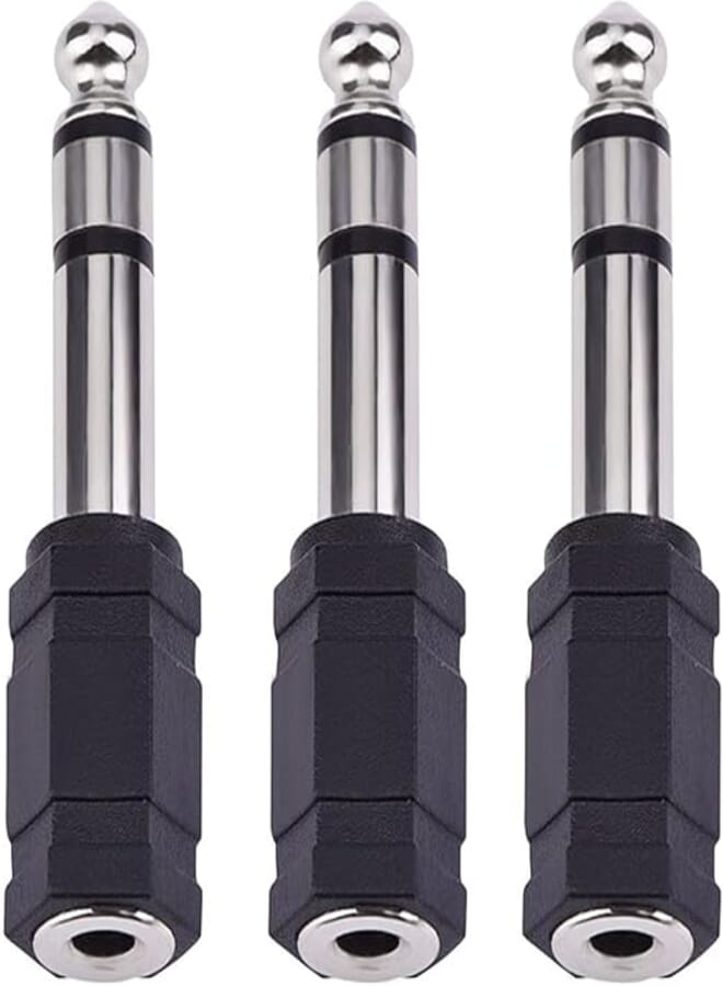 eBoot 6.35 mm Audio Stereo Plug to 3.5 mm Stereo Headphone Jack Adapter, Pack of 3